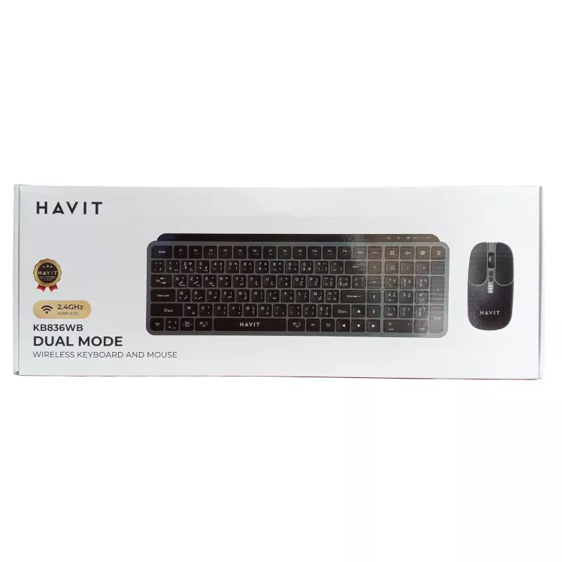 COMBO SANS FIL WIRELESS CLAVIER MOUSE OFFICE HAVIT KB836WB BLACK RECHARGEABLE